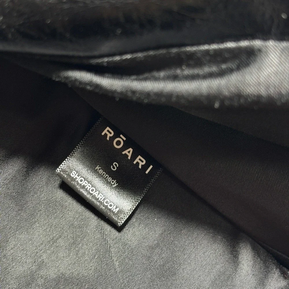 $980 ROARI‎ Kennedy Trench Black Glazed Cow Leather Womens S Belted NYC USA Made